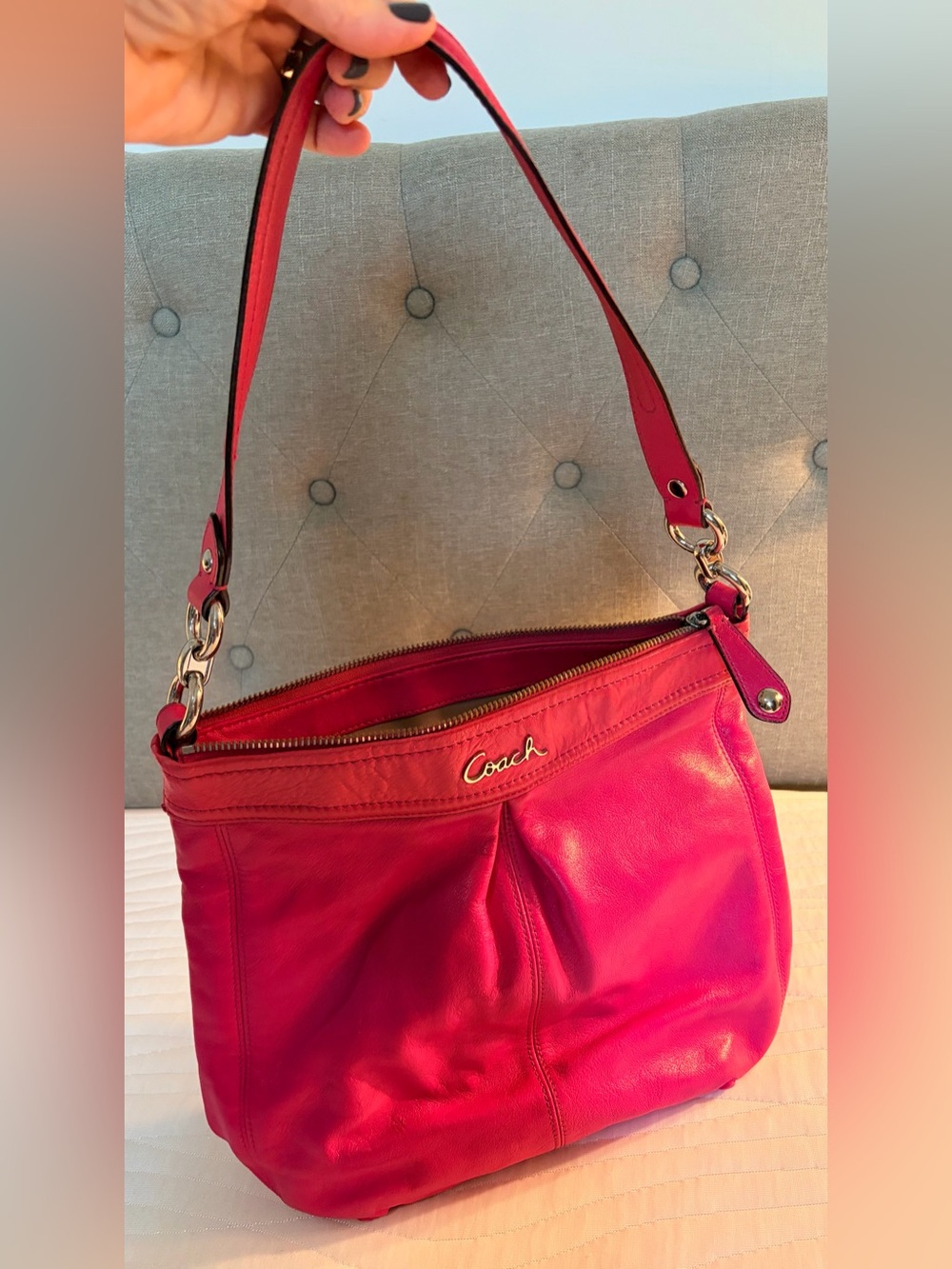 Coach Hot Pink Leather Shoulder Bag - Picture 2 of 9